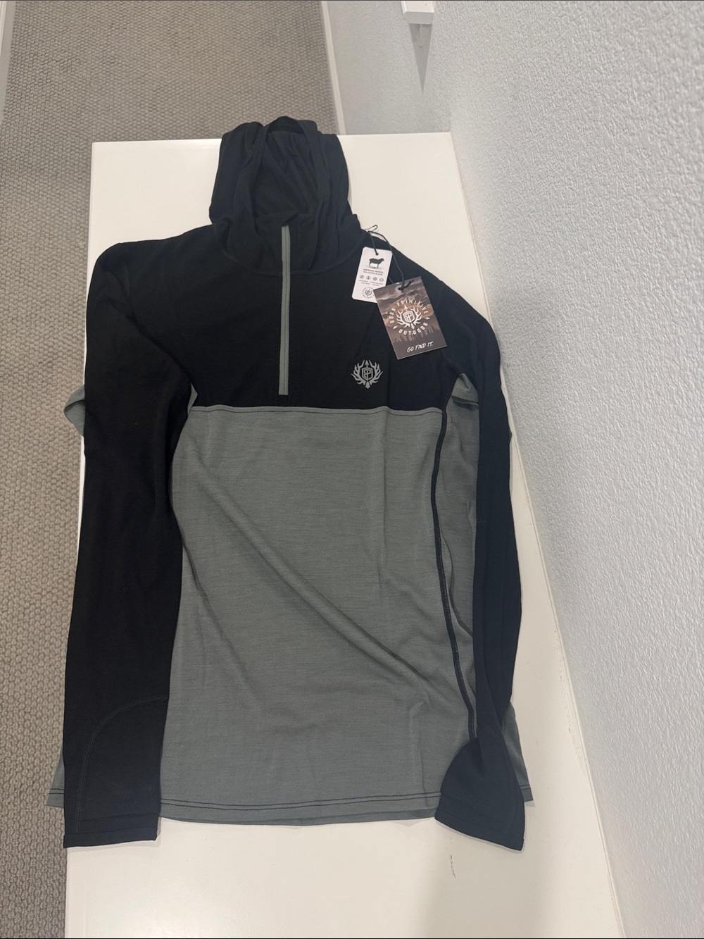 Born Primitive Outdoor Two-Tone Hooded Half-Zip Sweater NWTs
